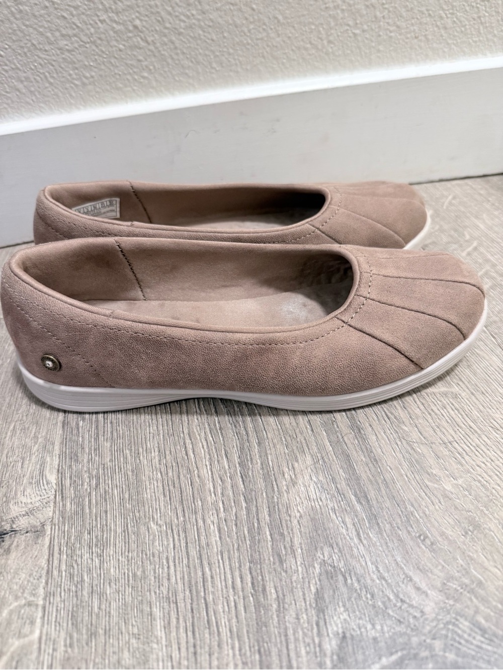 Skechers Women's Light Taupe Suede Slip-On Flats